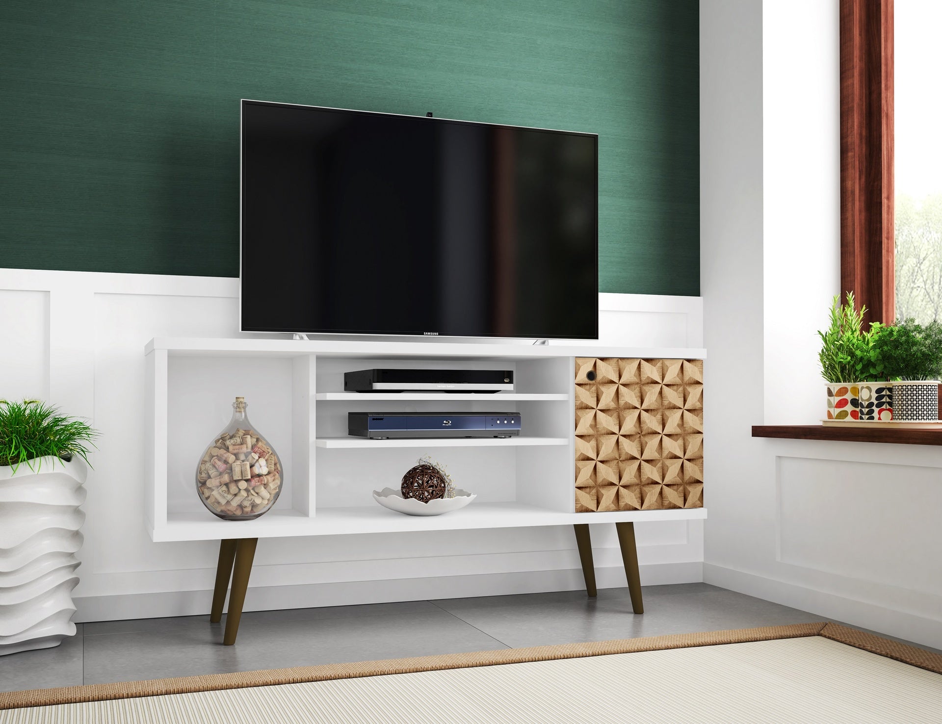 TV Stand in Natural and White