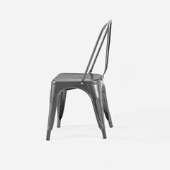 Set of 2 High Gloss Grey Industrial Metal Dining Chairs 18 Inch Seat Height Stackable Indoor Outdoor, Lightweight Easy-Clean Surface, Easy Assembly, Durable Modern Design, For Kitchen Cafe Bar