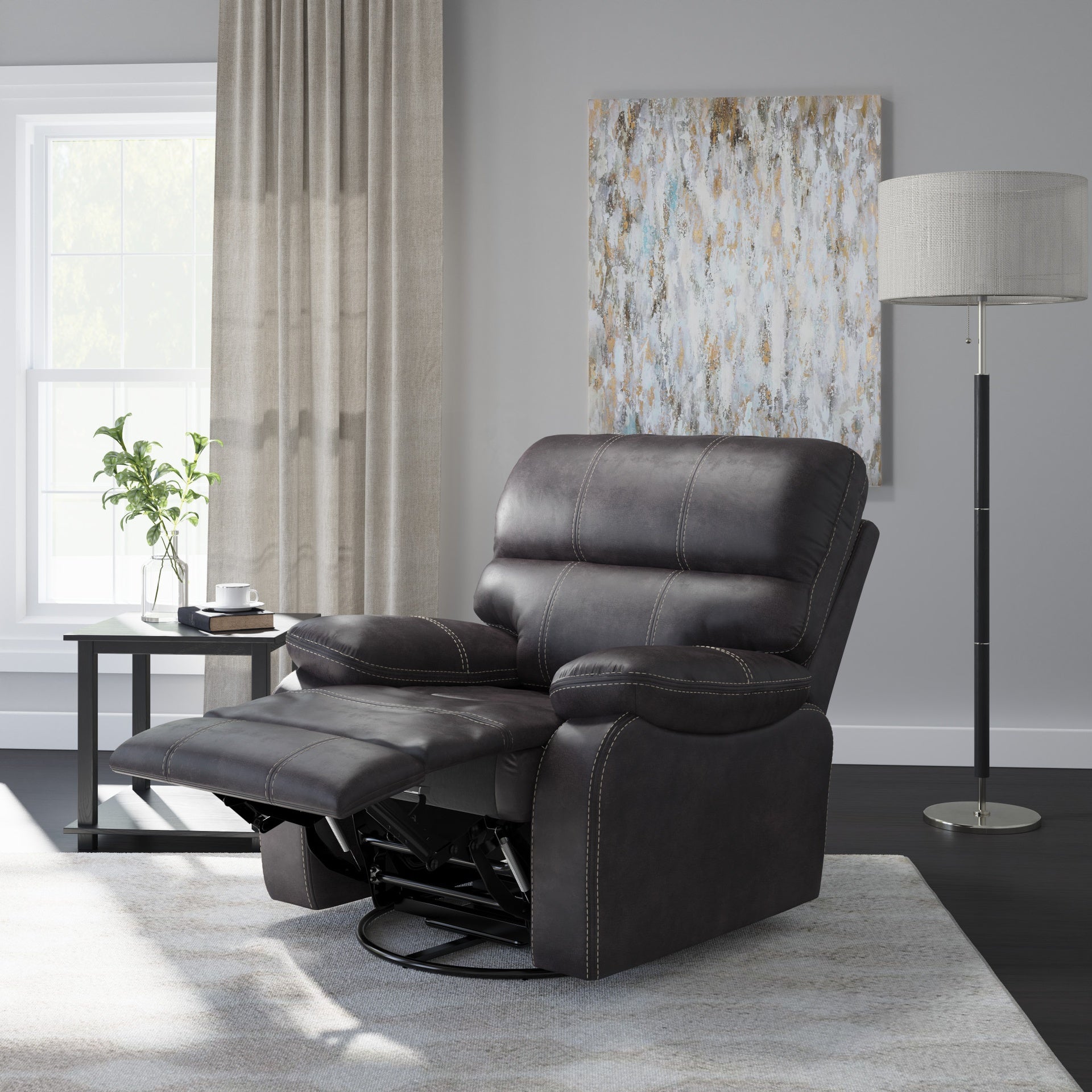 Gray Swivel Gliding Recliner