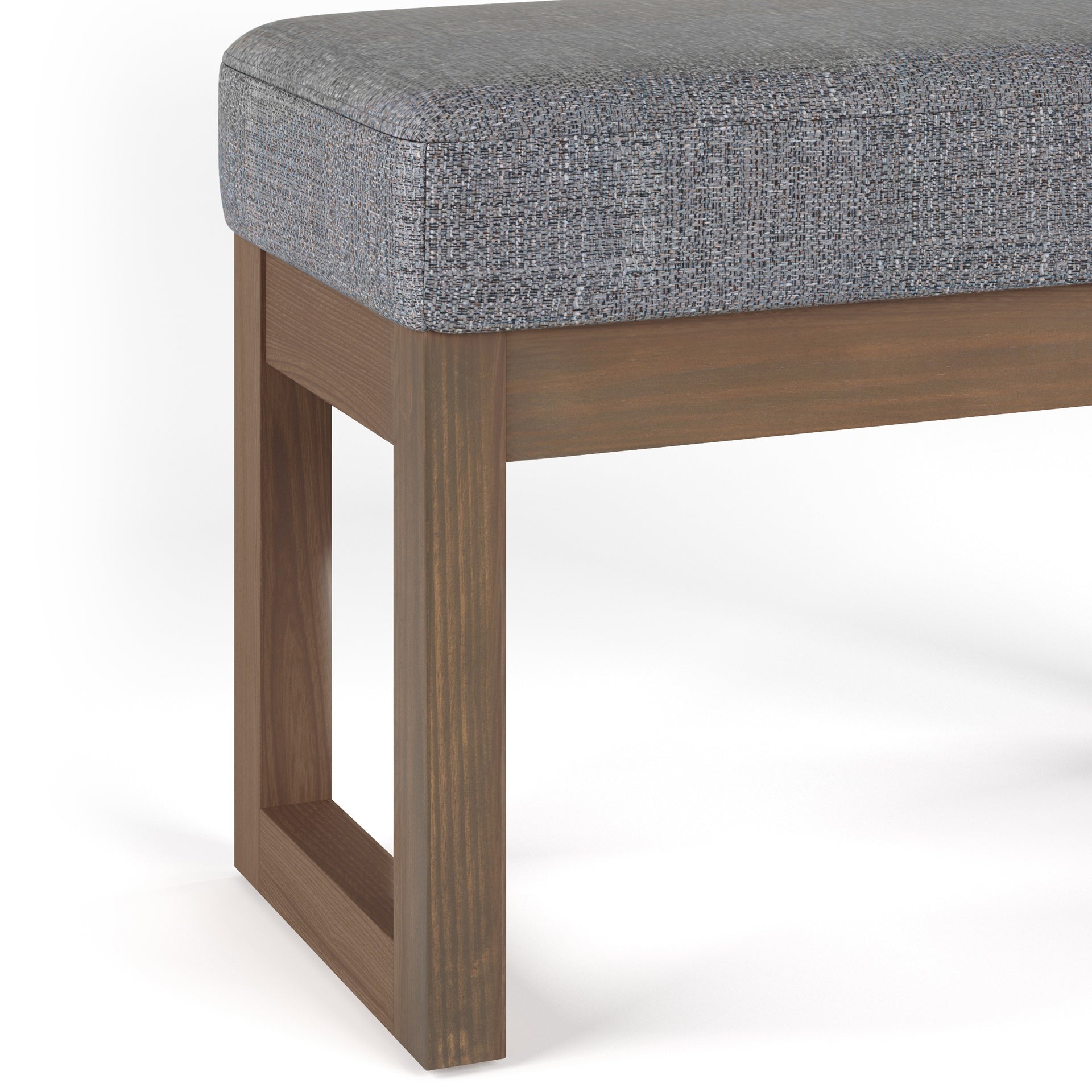 Milltown 27 inch Wide Solid Wood Footstool Small Ottoman Bench in Pebble Grey