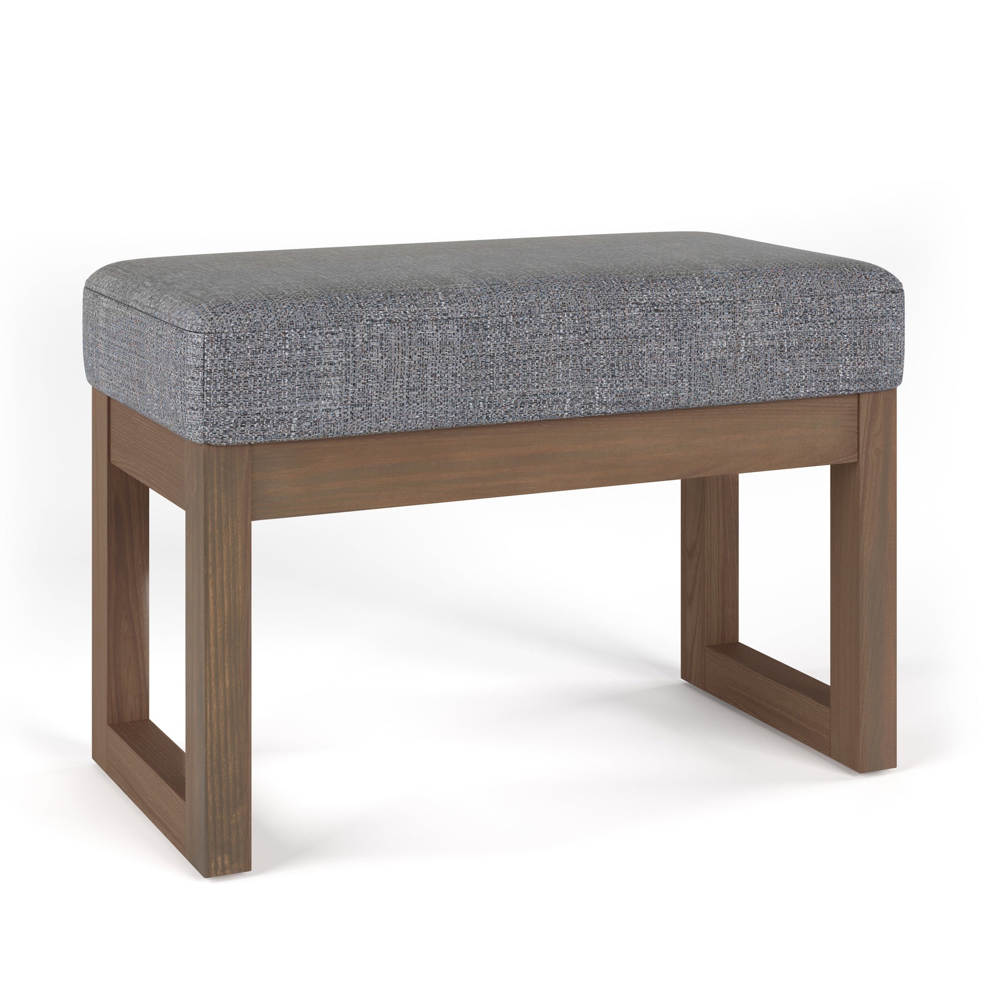 Milltown 27 inch Wide Solid Wood Footstool Small Ottoman Bench in Pebble Grey