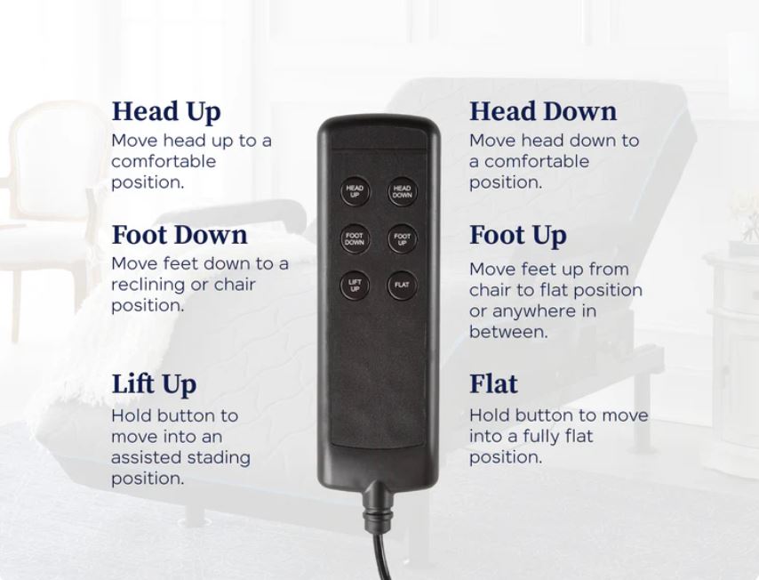 Twin Adjustable Sit to Stand Bed W/ Remote with Convenient Lift Twin