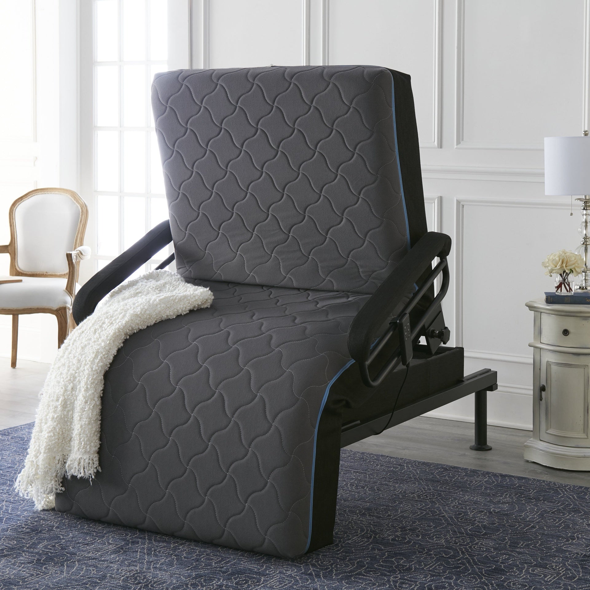 Twin Adjustable Sit to Stand Bed W/ Remote with Convenient Lift Twin