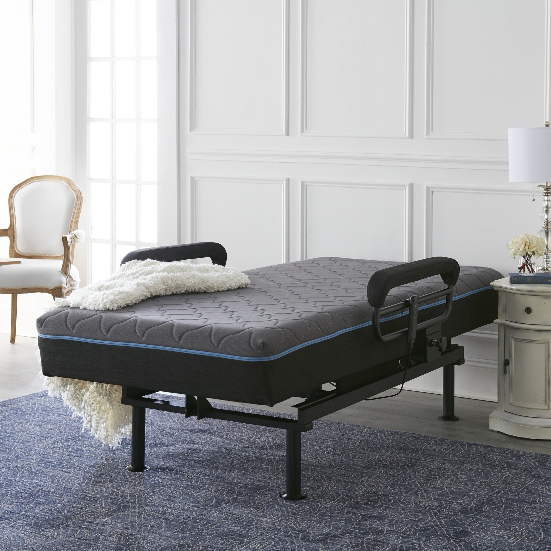 Twin Adjustable Sit to Stand Bed W/ Remote with Convenient Lift Twin