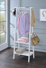 59" Tall Standing Garment / Coat Rack, White finish