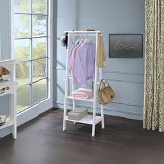 59" Tall Standing Garment / Coat Rack, White finish