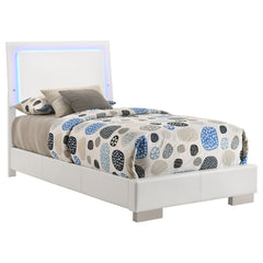 Felicity White High Gloss Wood Twin LED Panel Bed