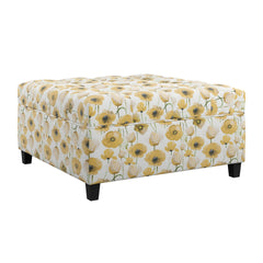 Golden Floral Storage Ottoman