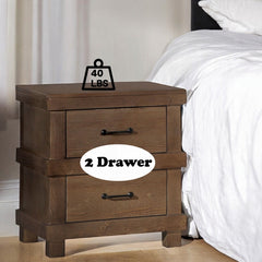 Traditional Bedroom Antique Oak Finish Nightstand with 2x Drawers Wooden Furniture 1pc