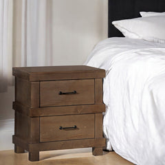 Traditional Bedroom Antique Oak Finish Nightstand with 2x Drawers Wooden Furniture 1pc