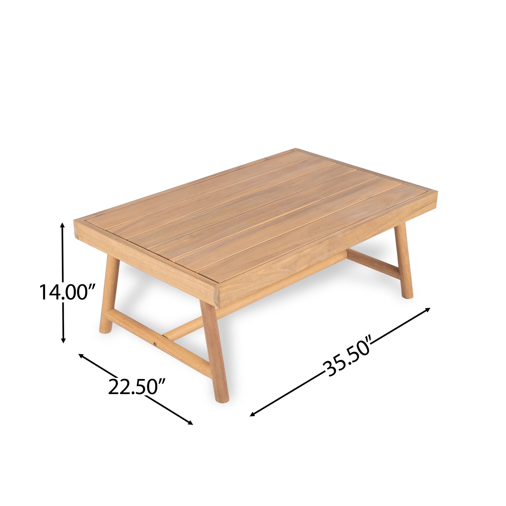 Patio Acacia Wood Chat Set, Club Chair + Coffee Table with Water-resistant Cushion, Teak + Beige