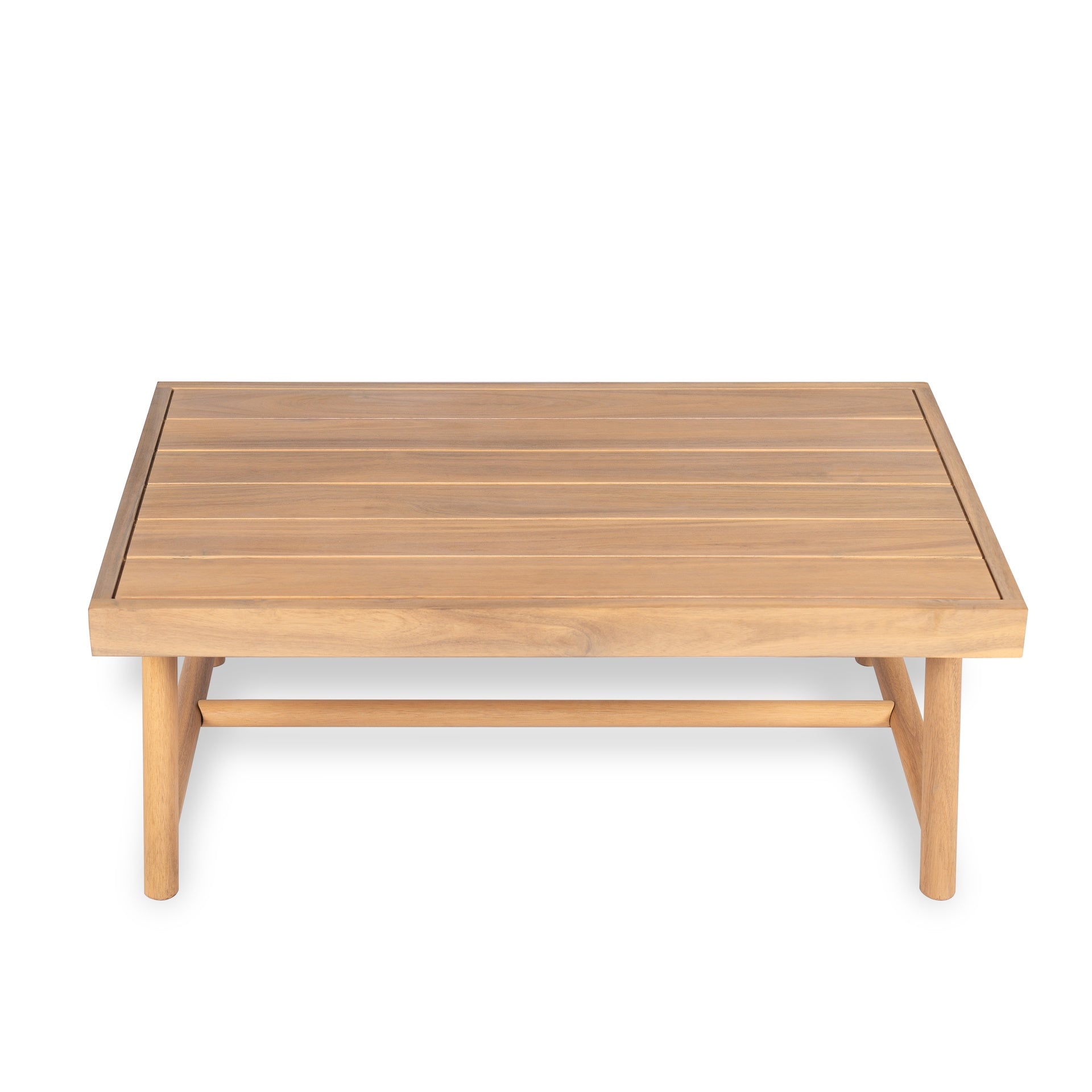 Patio Acacia Wood Chat Set, Club Chair + Coffee Table with Water-resistant Cushion, Teak + Beige