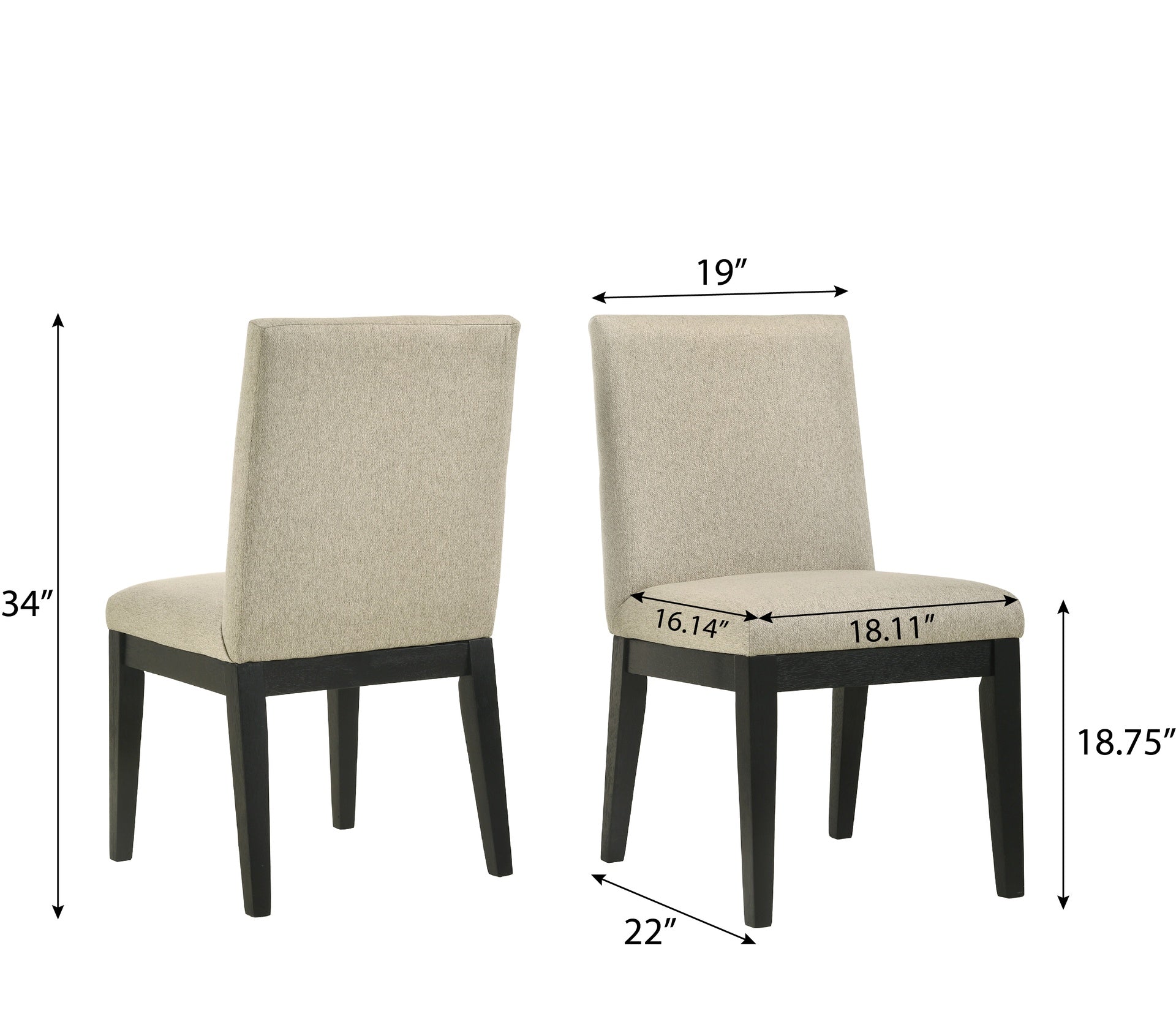 Roundhill Furniture Rocco Contemporary Solid Wood Dining Chairs, Set of 2, Beige