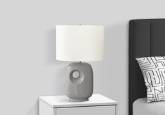 Lighting, 26"h, Table Lamp, Grey Ceramic, Ivory / Cream Shade, Contemporary, Modern