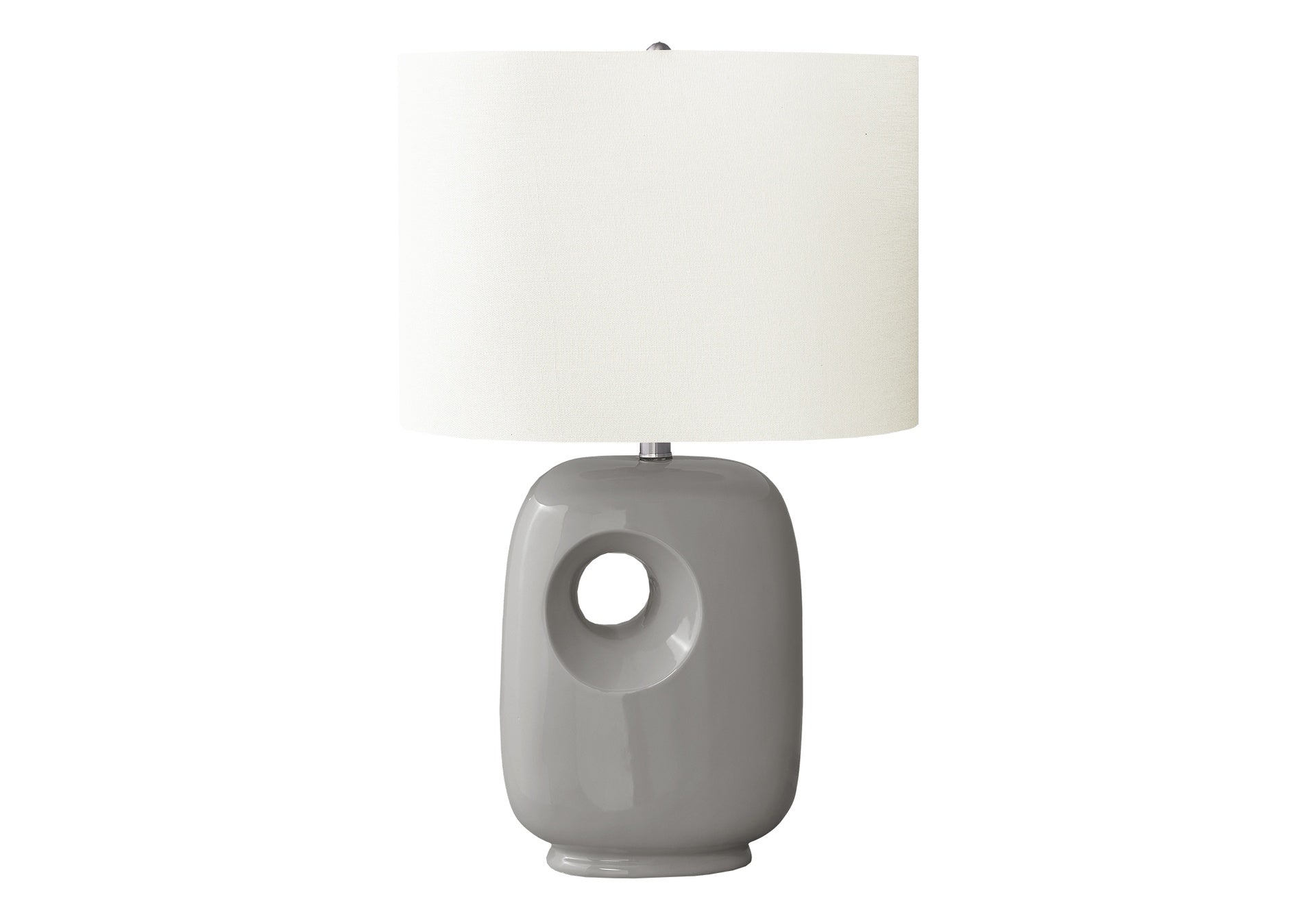 Lighting, 26"h, Table Lamp, Grey Ceramic, Ivory / Cream Shade, Contemporary, Modern