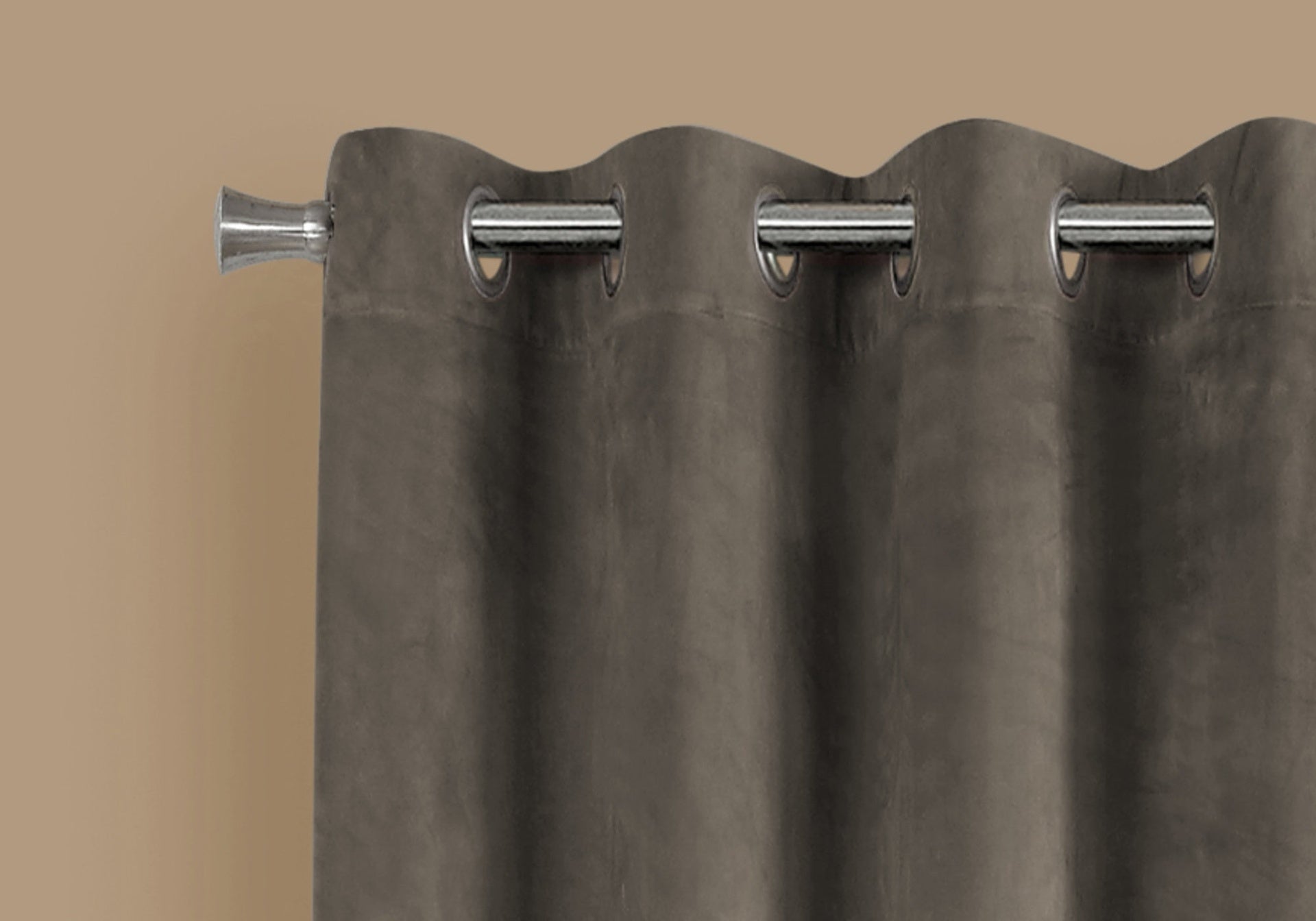 Curtain Panel, 2pcs Set, 54"w X 95"l, Room Darkening, Grommet, Living Room, Bedroom, Kitchen, Beige Velvet, Contemporary, Modern
