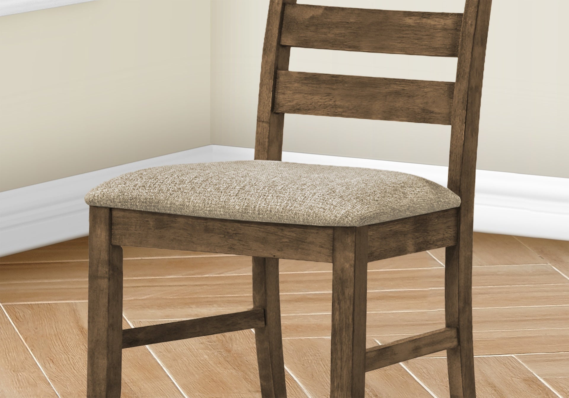 Dining Chair, 38" Height, Dining Room, Kitchen, Set Of 2, Side, Upholstered, Antique Brown, Brown Fabric, Transitional