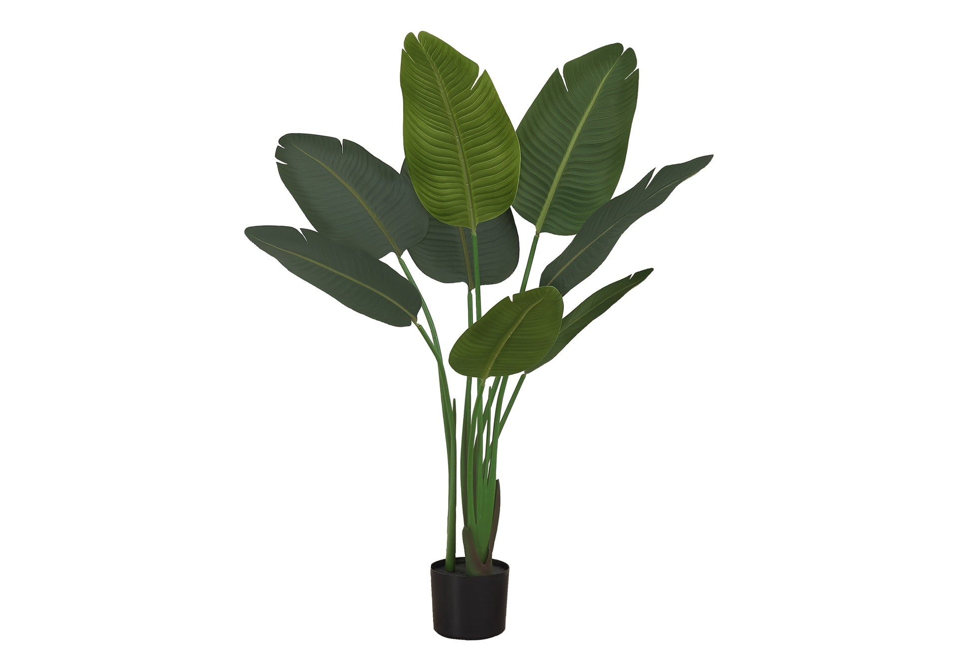 Artificial Plant, 44" Tall, Bird Of Paradise Tree, Indoor, Faux, Fake, Floor, Greenery, Potted, Decorative, Green Leaves, Black Pot