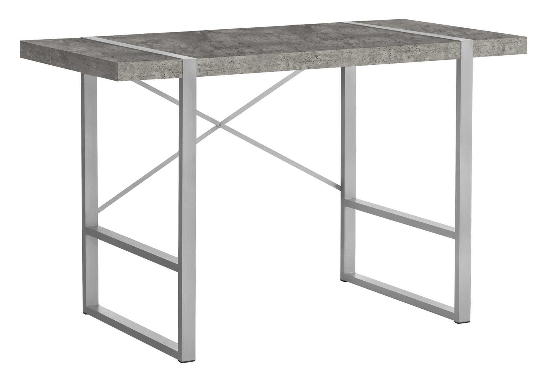Computer Desk, Home Office, Laptop, 48"l, Work, Grey Concrete Laminate, Grey Metal, Contemporary, Modern