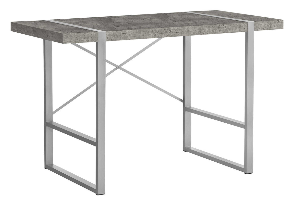 Computer Desk, Home Office, Laptop, 48"l, Work, Grey Concrete Laminate, Grey Metal, Contemporary, Modern