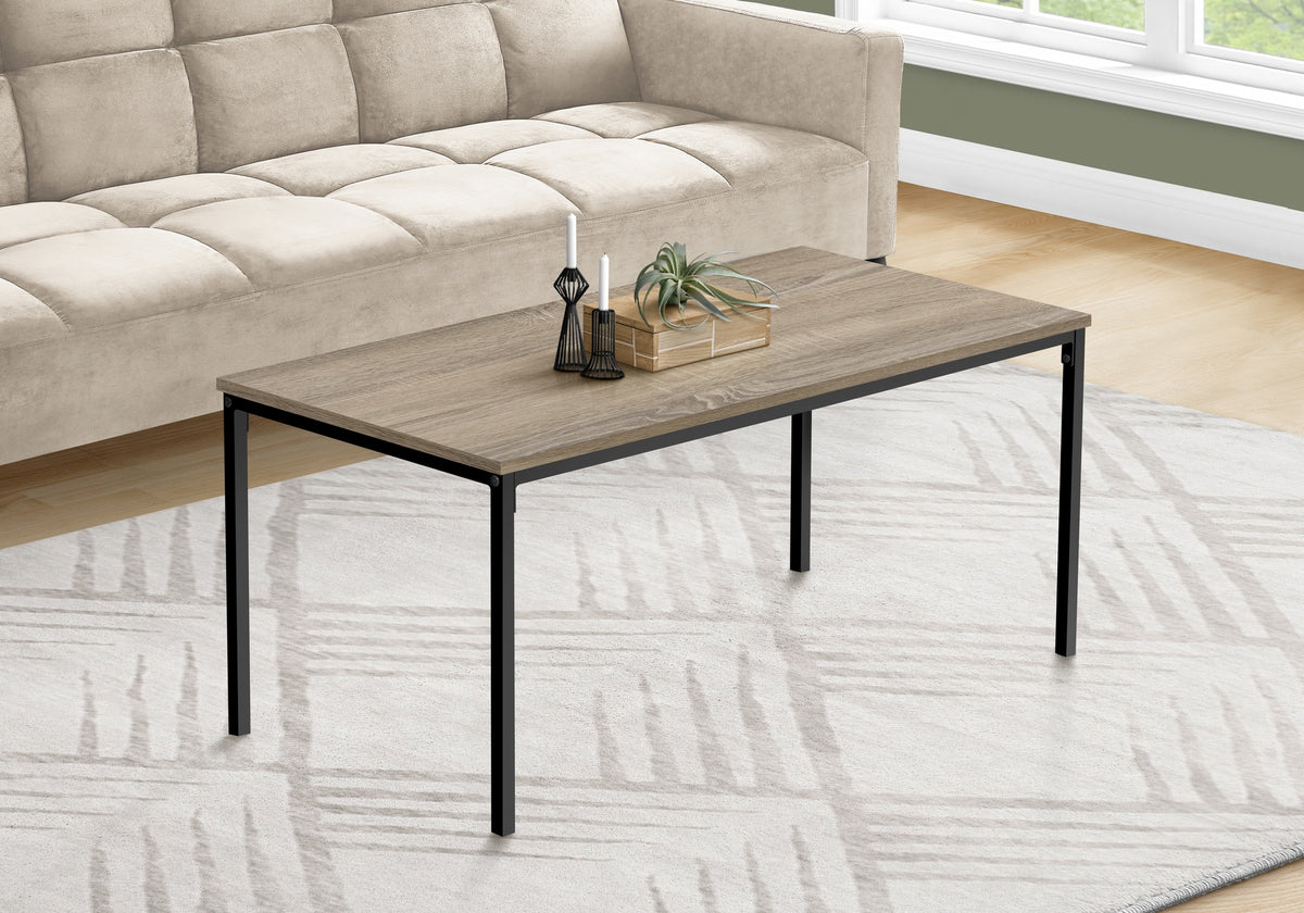 Coffee Table, Accent, Cocktail, Rectangular, Living Room, 40"l, Brown Laminate, Black Metal, Contemporary, Modern