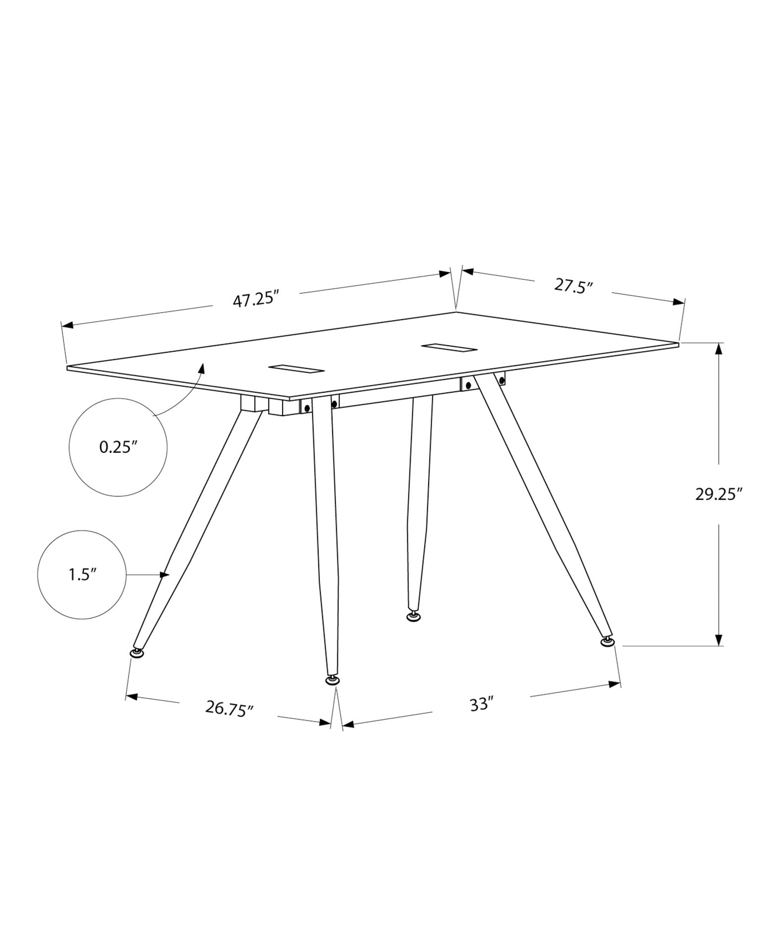 Computer Desk, Home Office, Laptop, 48"l, Work, White Metal, Tempered Glass, Contemporary, Modern