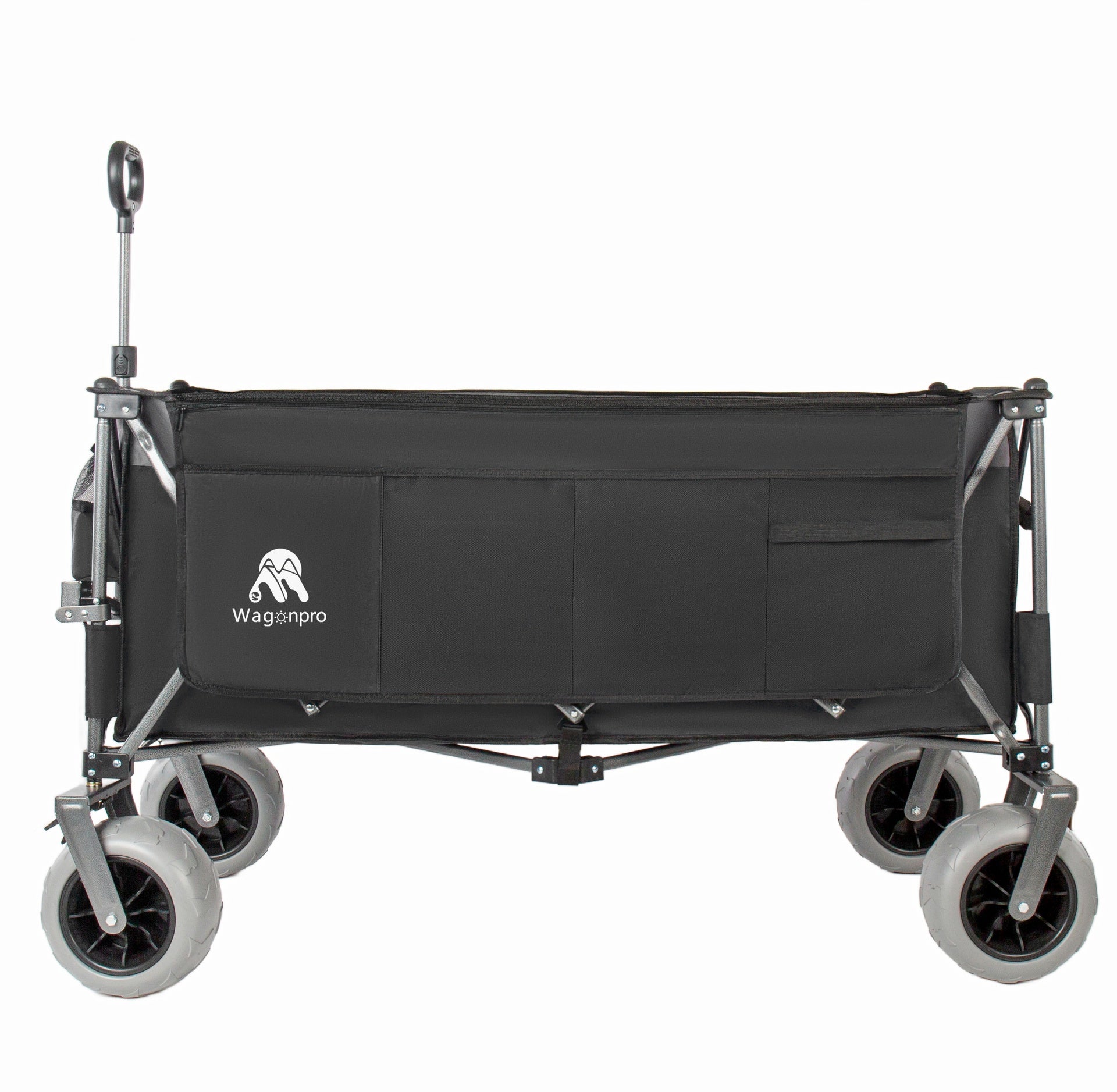 52-inch Extended Heavy-Duty Foldable Utility Wagon, 560lbs, Patented Ultra-Stable Frame, 1:6 Space-Saving Fold, Portable and Collapsible for Beach, Sports, and Garden Use, Black+Gray