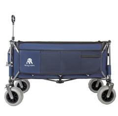 52-inch Extended Heavy-Duty Foldable Utility Wagon, 560lbs, Patented Ultra-Stable Frame, 1:6 Space-Saving Fold, Portable and Collapsible for Beach, Sports, and Garden Use, Dark Blue+Gray