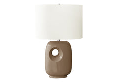 Lighting, 26"h, Table Lamp, Brown Ceramic, Ivory / Cream Shade, Contemporary, Modern