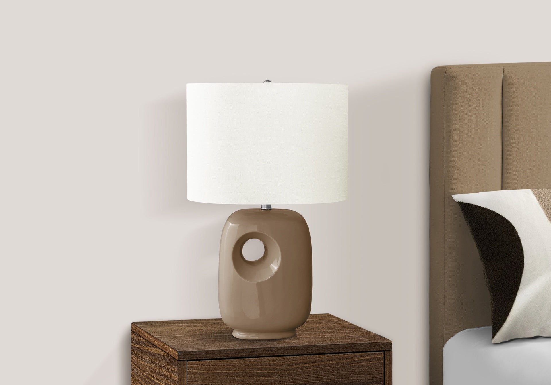 Lighting, 26"h, Table Lamp, Brown Ceramic, Ivory / Cream Shade, Contemporary, Modern