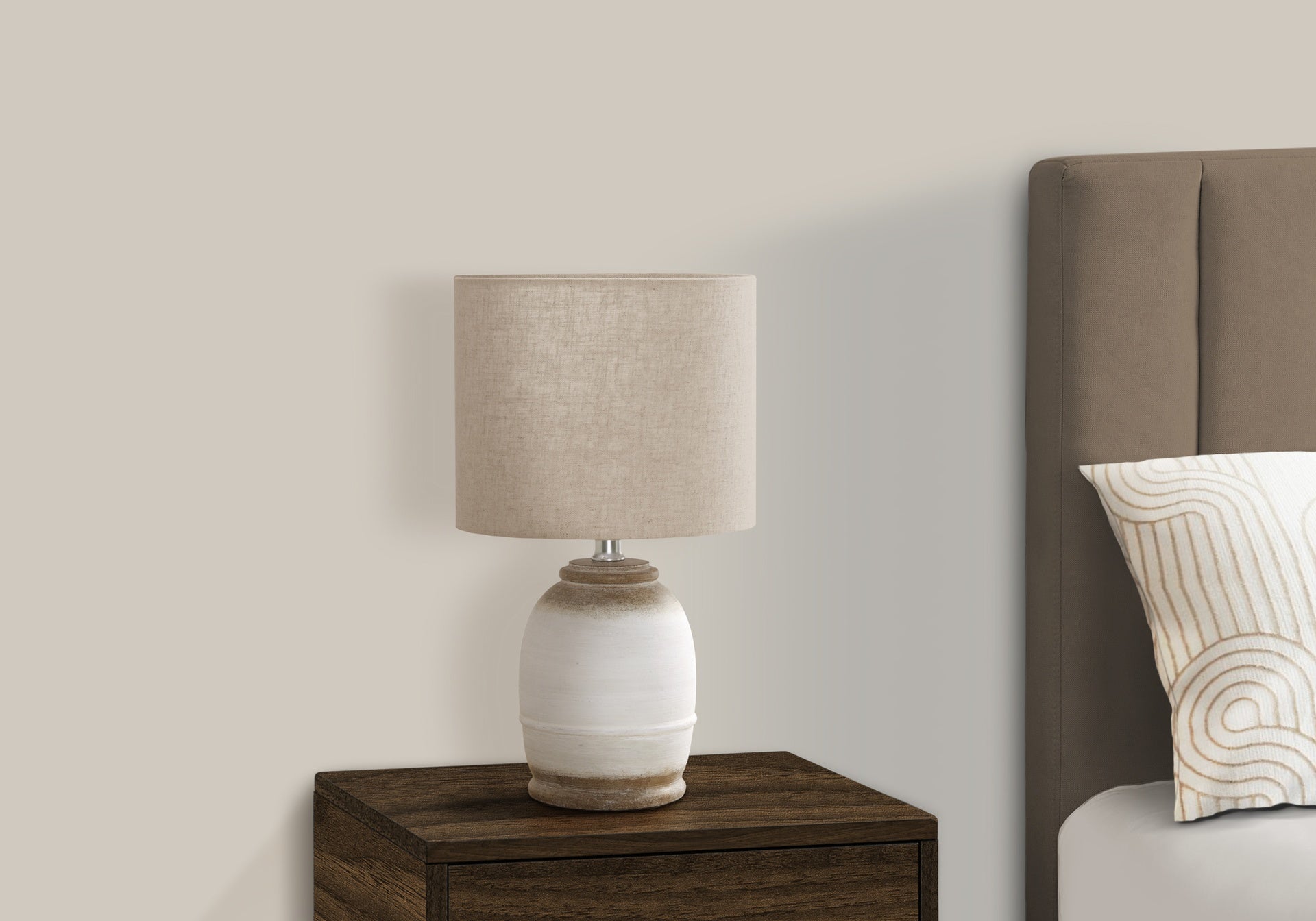Lighting, 16"h, Cream Resin, Beige Shade, Contemporary