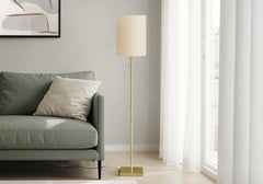 Lighting, 62"h, Brass Metal, Ivory / Cream Shade, Contemporary