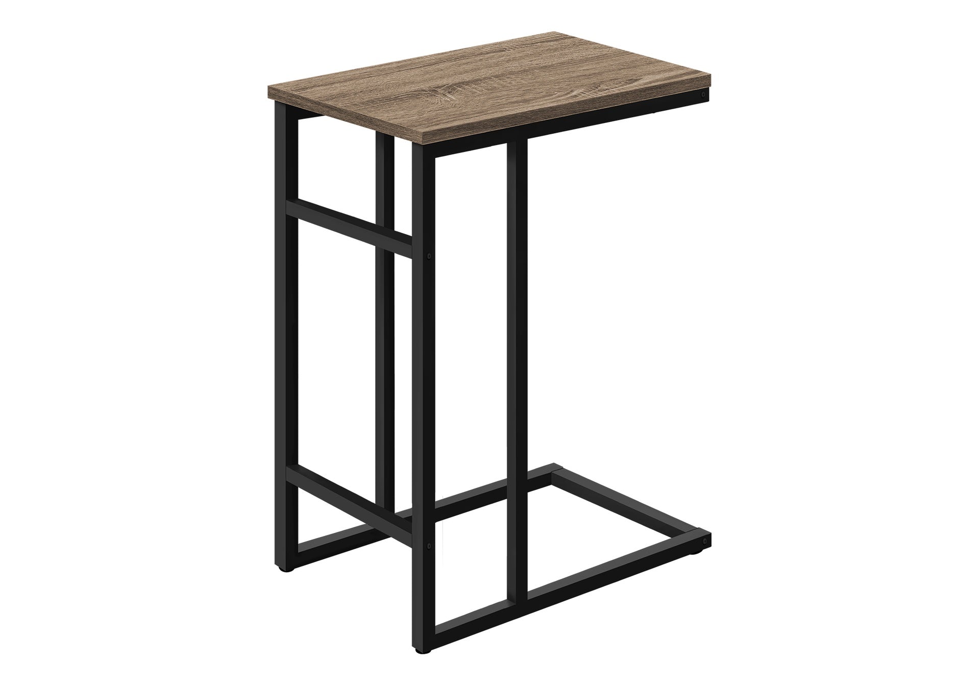 Accent Table, C-shaped, End, Side, Snack, Living Room, Bedroom, Brown Laminate, Black Metal, Contemporary, Modern