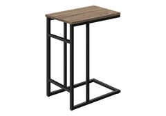 Accent Table, C-shaped, End, Side, Snack, Living Room, Bedroom, Brown Laminate, Black Metal, Contemporary, Modern