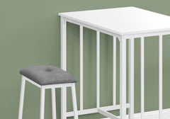 Dining Set, 3pcs Set, Counter Height, 36" Rectangular, Small, Kitchen, White Laminate, White Metal, Contemporary, Modern