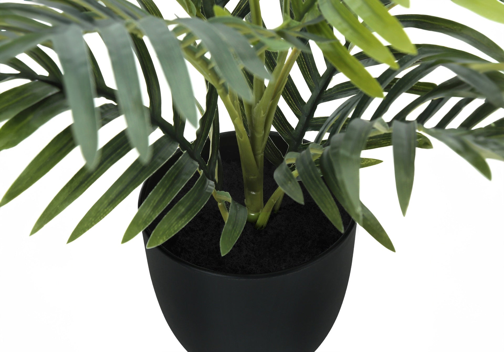 Artificial Plant, 20" Tall, Palm, Indoor, Faux, Fake, Table, Greenery, Potted, Real Touch, Decorative, Green Leaves, Black Pot