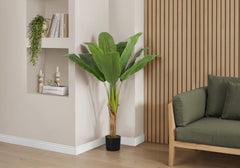 Artificial Plant, 43" Tall, Banana Tree, Indoor, Faux, Fake, Floor, Greenery, Potted, Real Touch, Decorative, Green Leaves, Black Pot