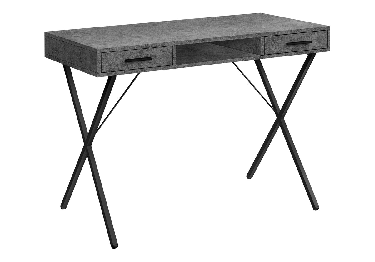 Computer Desk, Home Office, Laptop, Left, Right Set-up, Storage Drawers, 42"l, Work, Grey Laminate, Black Metal, Contemporary, Modern