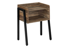 Accent Table, Side, End, Nightstand, Lamp, Living Room, Bedroom, Brown Laminate, Black Metal, Contemporary, Modern