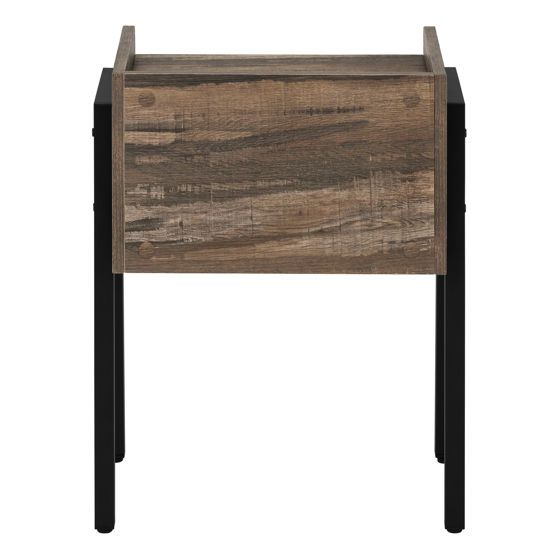Accent Table, Side, End, Nightstand, Lamp, Living Room, Bedroom, Brown Laminate, Black Metal, Contemporary, Modern