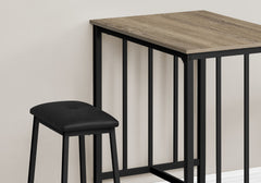 Dining Set, 3pcs Set, Counter Height, 36" Rectangular, Small, Kitchen, Brown Laminate, Black Metal, Contemporary