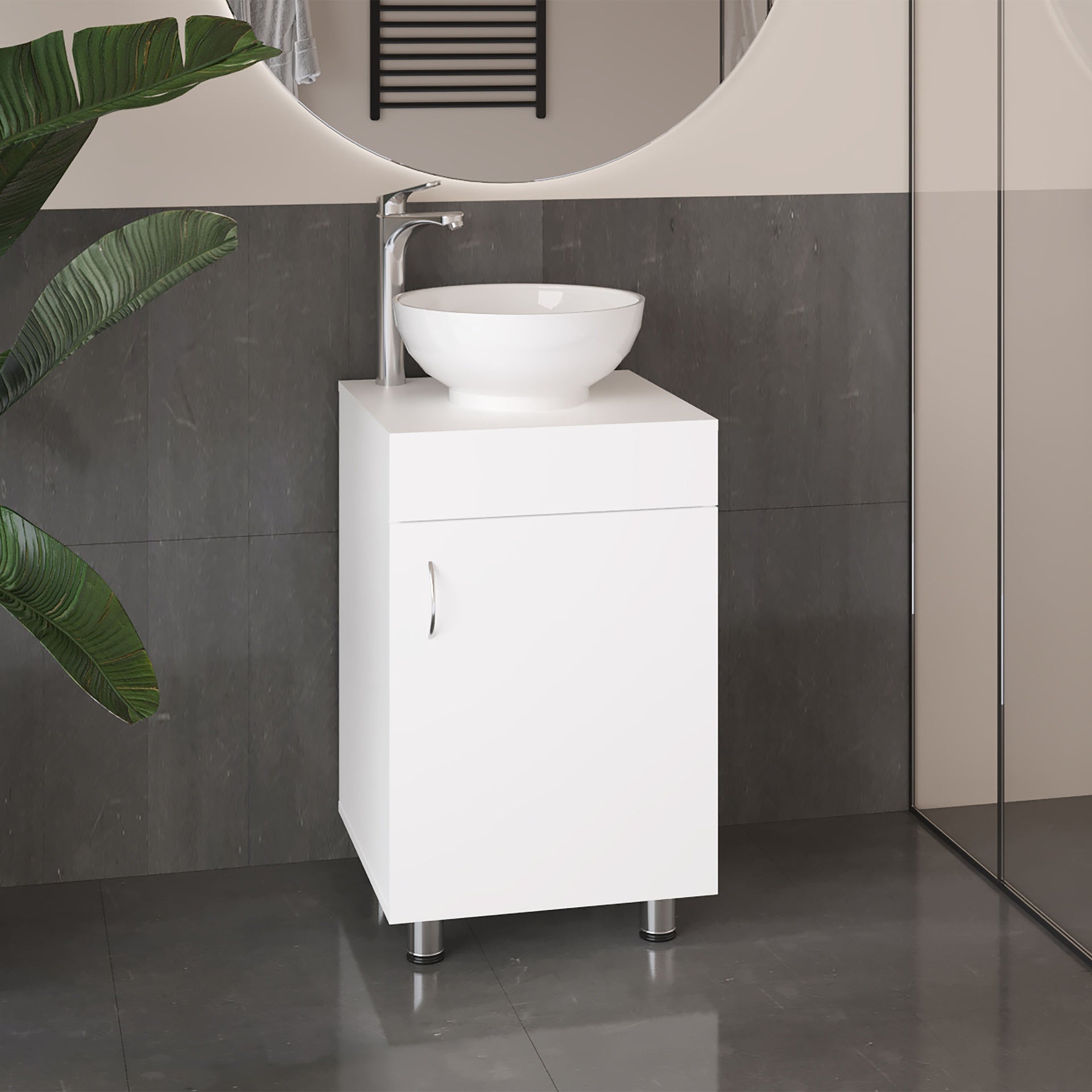 Bathroom Vanity with Sink, 1 Door, 4 Legs