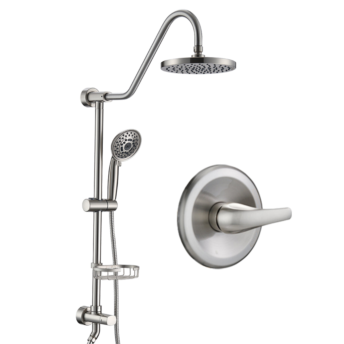 Shower Head with Handheld Shower System with 8" Rain Shower Head (Rough-in Valve Included)