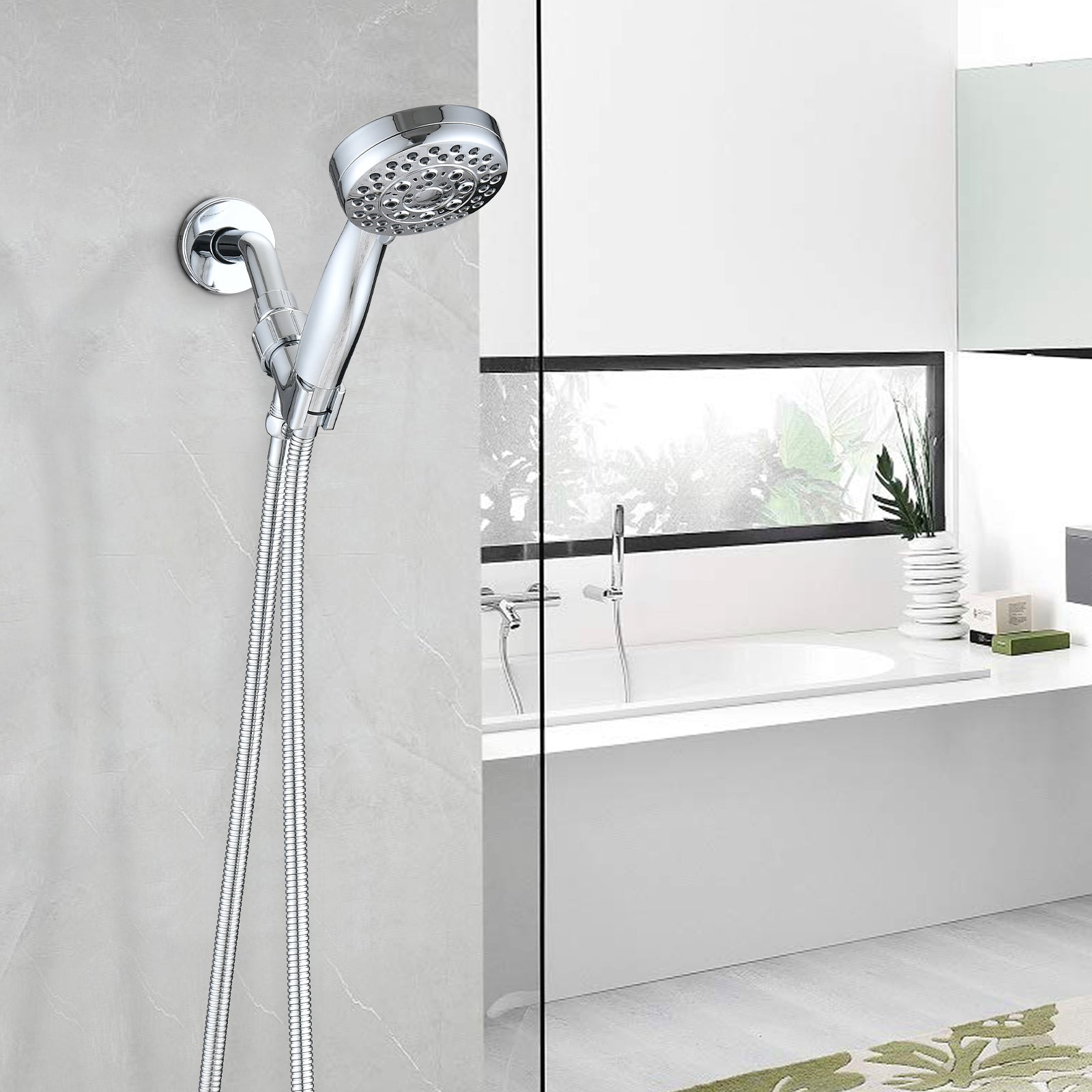 5 Mode Adjustable Settings Handheld Shower Head with Hose High Pressure Shower Heads