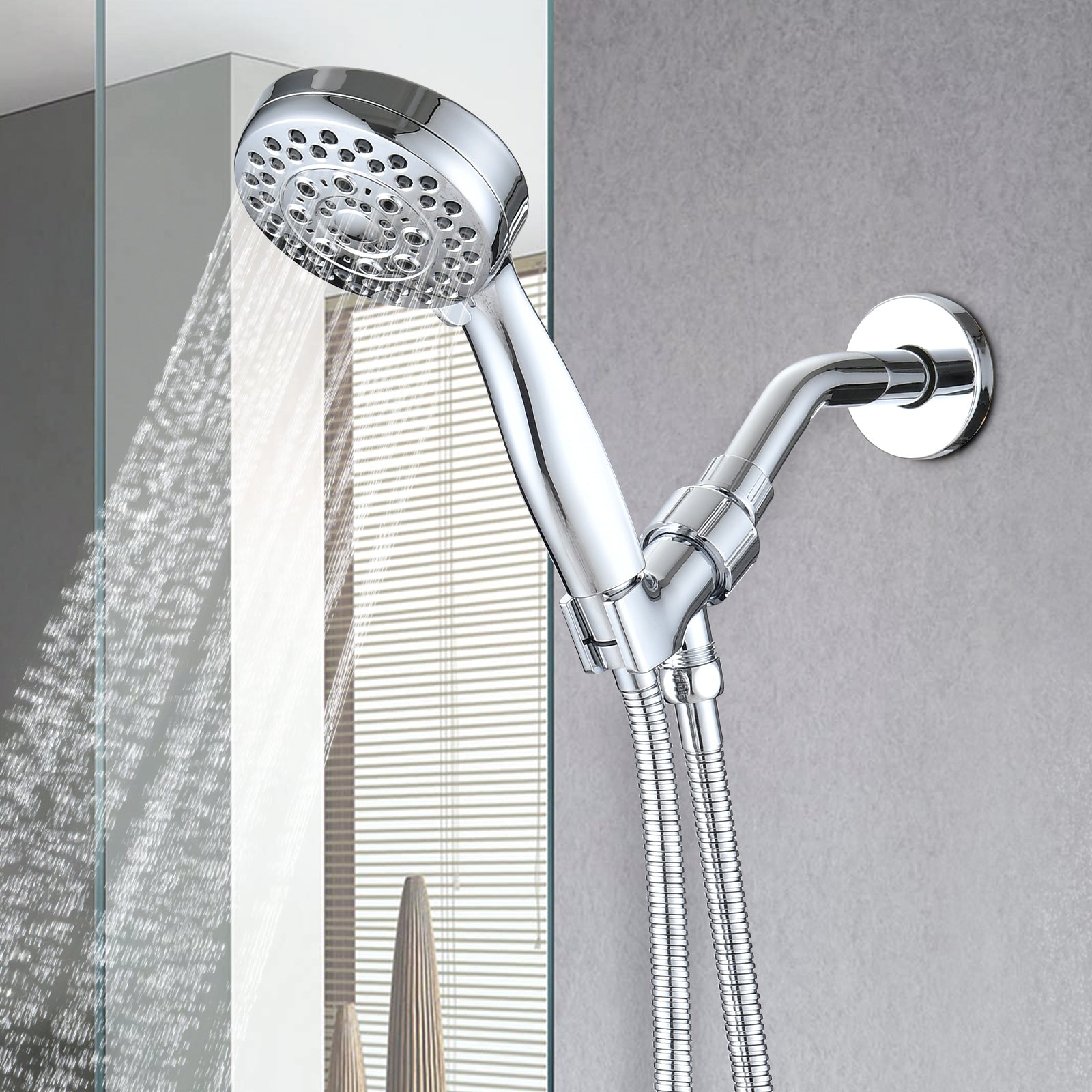 5 Mode Adjustable Settings Handheld Shower Head with Hose High Pressure Shower Heads