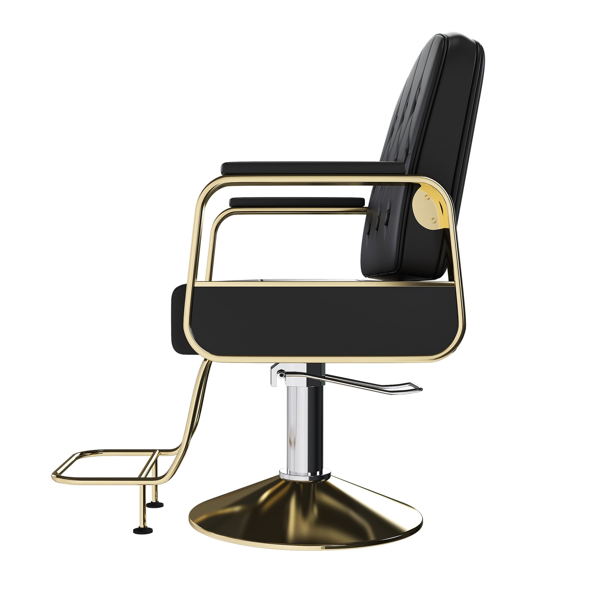 Hydraulic Salon Chair 360° Swivel - Professional Barber Stylist Chair with Pump, Non-Tilting Hairdressing Chair for Salon Tattoo Spa, Black Gold Stylist Equipment (Single Pack)