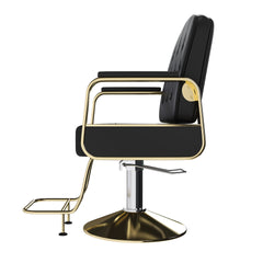 Hydraulic Salon Chair 360° Swivel - Professional Barber Stylist Chair with Pump, Non-Tilting Hairdressing Chair for Salon Tattoo Spa, Black Gold Stylist Equipment (Single Pack)