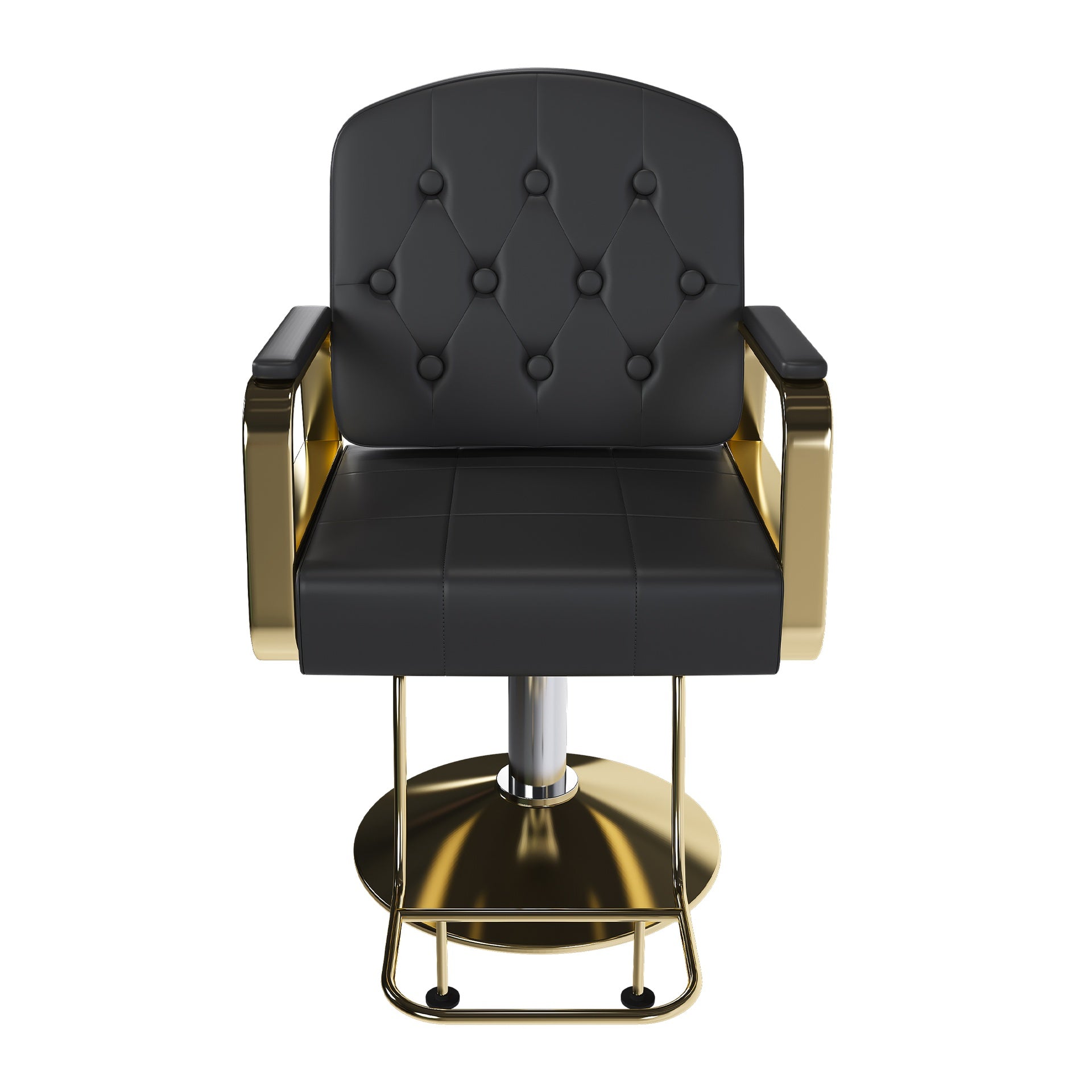 Hydraulic Salon Chair 360° Swivel - Professional Barber Stylist Chair with Pump, Non-Tilting Hairdressing Chair for Salon Tattoo Spa, Black Gold Stylist Equipment (Single Pack)