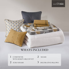 8 PCS Queen Jacquard Oversized Duvet Style Comforter Set Gold