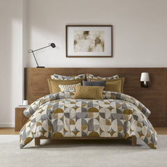 8 PCS Queen Jacquard Oversized Duvet Style Comforter Set Gold